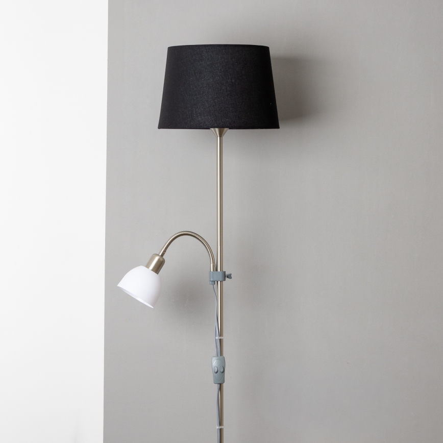 Brilagi - Lampadar CERIA 1xE27/100W/230V + 1xE14/25W crom mat/negru