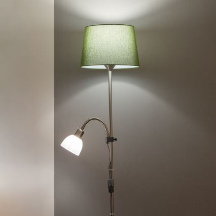 Brilagi - Lampadar CERIA 1xE27/100W/230V + 1xE14/25W crom mat/verde