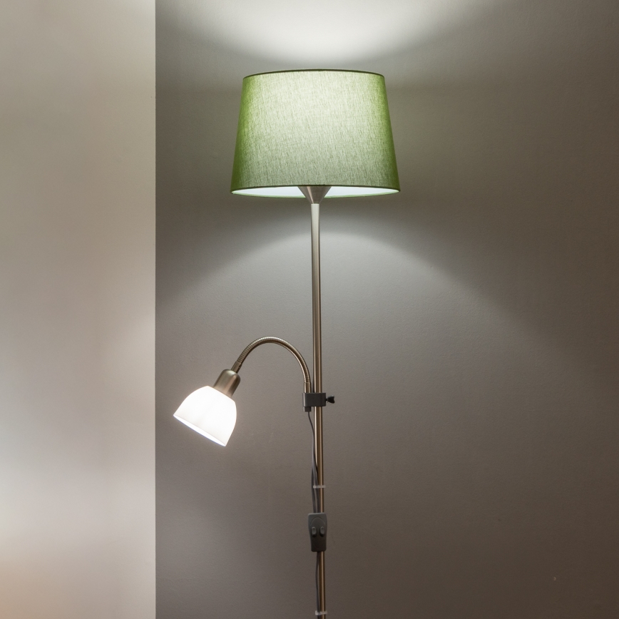 Brilagi - Lampadar CERIA 1xE27/100W/230V + 1xE14/25W crom mat/verde