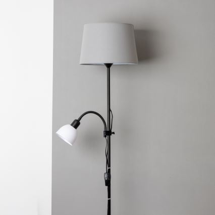 Brilagi - Lampadar CERIA, 1xE27/100W/230V + 1xE14/25W, negru/gri