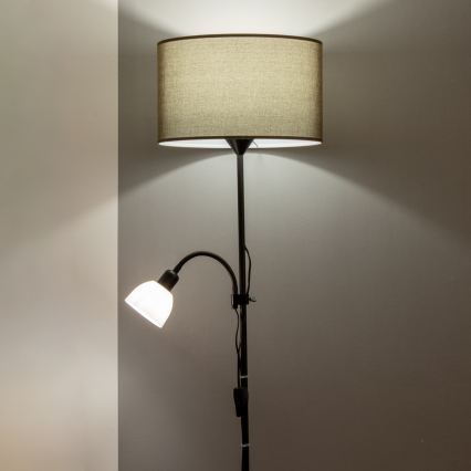 Brilagi - Lampadar CERIA 1xE27/100W/230V + 1xE14/25W negru/maro