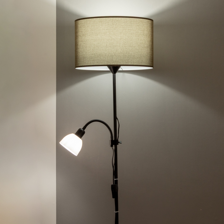 Brilagi - Lampadar CERIA 1xE27/100W/230V + 1xE14/25W negru/maro