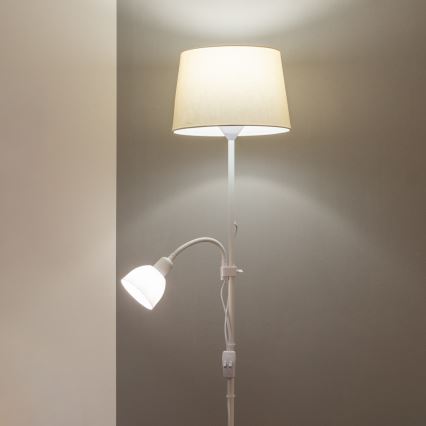 Brilagi - Lampadar CERIA 2 în 1 1xE27/100W/230V + 1xE14/25W alb/bej