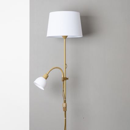 Brilagi - Lampadar CERIA 2 în 1, 1xE27/100W/230V + 1xE14/25W, auriu/alb