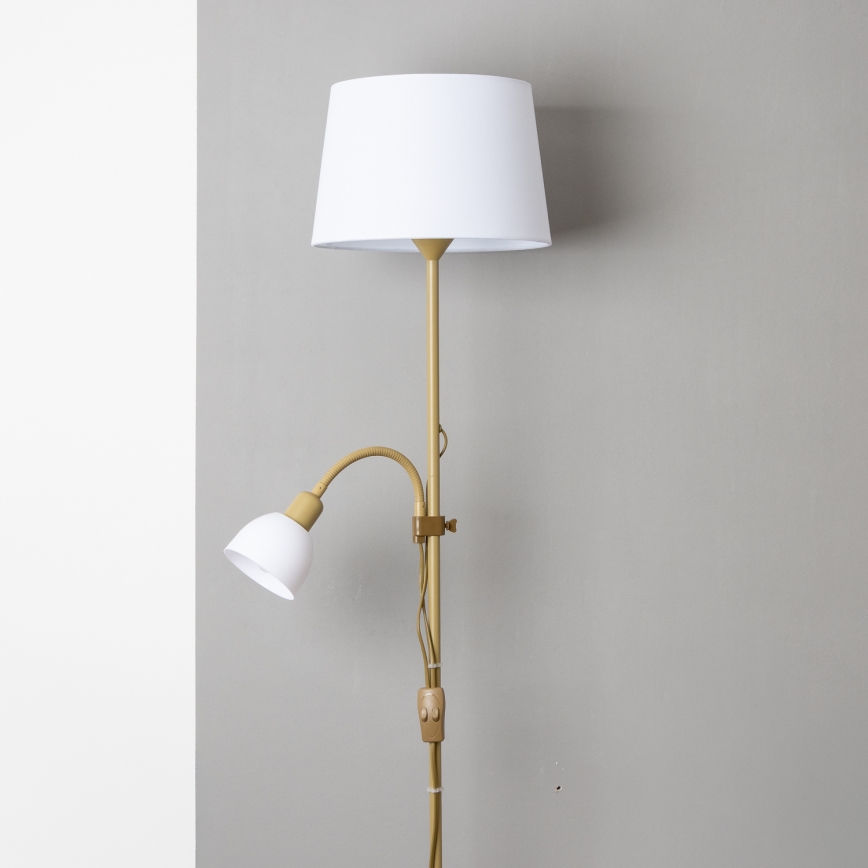 Brilagi - Lampadar CERIA 2 în 1, 1xE27/100W/230V + 1xE14/25W, auriu/alb