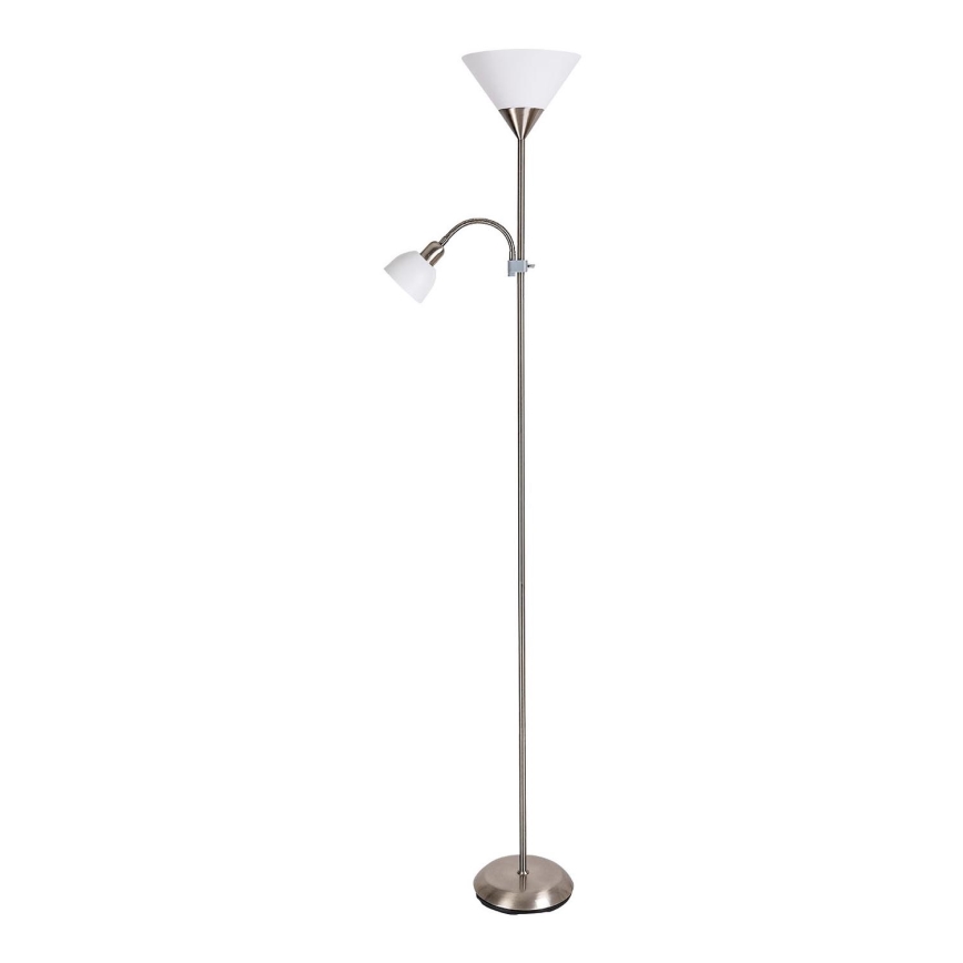 Brilagi - Lampadar CERIA 2 în 1 1xE27/100W/230V + 1xE14/25W crom mat/gri