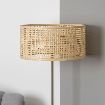 Brilagi - Lampadar LED CERIA, 1 x E27, 40 W, 230 V, Ø 40 cm, bambus/crom mat