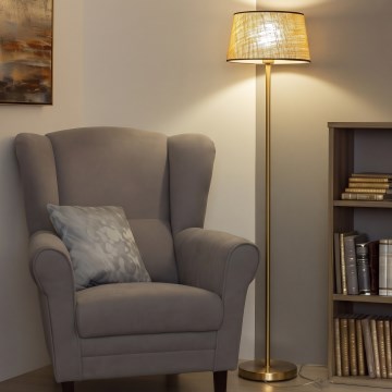 Brilagi - Lampadar LED CERIA 1xE27/20W/230V Ø 35 cm bej/auriu