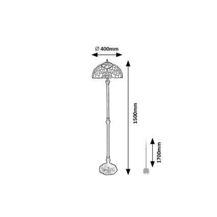 Brilagi - Lampadar Tiffany cu vitralii GARLAN 2xE27/60W/230V