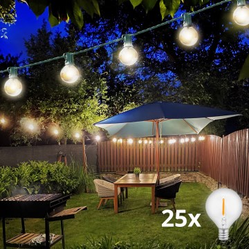 Brilagi - Lanț LED decorativ de exterior GIRLANDA 25xE12/0,8W/230V 20m verde IP44 alb cald