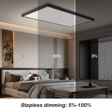 Brilagi - Plafonieră LED FRAME SMART dimmabilă pentru baie, 96W/230V, 120x60 cm, 3000-6000K, IP44, neagră + telecomandă