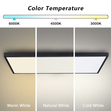 Brilagi - Plafonieră LED FRAME SMART dimmabilă pentru baie, 96W/230V, 120x60 cm, 3000-6000K, IP44, neagră + telecomandă