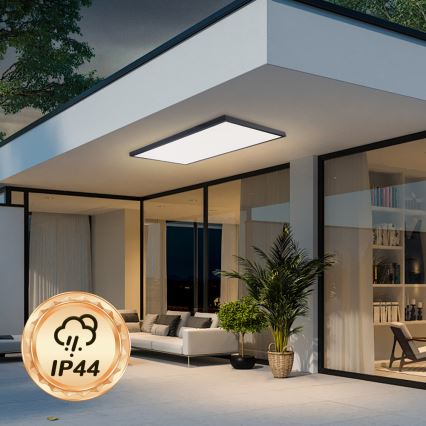 Brilagi - Plafonieră LED FRAME SMART dimmabilă pentru baie, 96W/230V, 120x60 cm, 3000-6000K, IP44, neagră + telecomandă