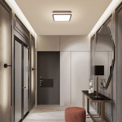 Brilagi - Plafonieră LED de exterior cu senzor BENE LED/24W/230V 26x26 cm maro IP54