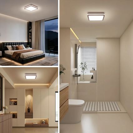 Brilagi - Plafonieră LED de exterior cu senzor BENE LED/24W/230V 26x26 cm maro IP54