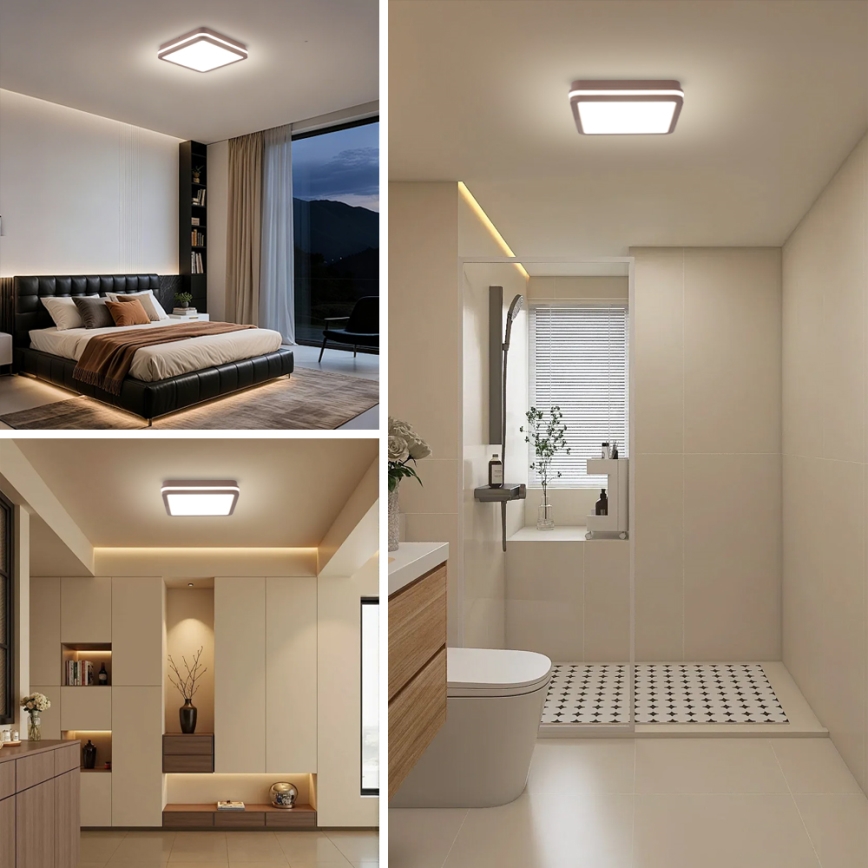 Brilagi - Plafonieră LED de exterior cu senzor BENE LED/24W/230V 26x26 cm maro IP54