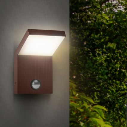 Brilagi - Aplică de perete LED pentru exterior cu senzor RIANO LED/8W/230V maro IP65