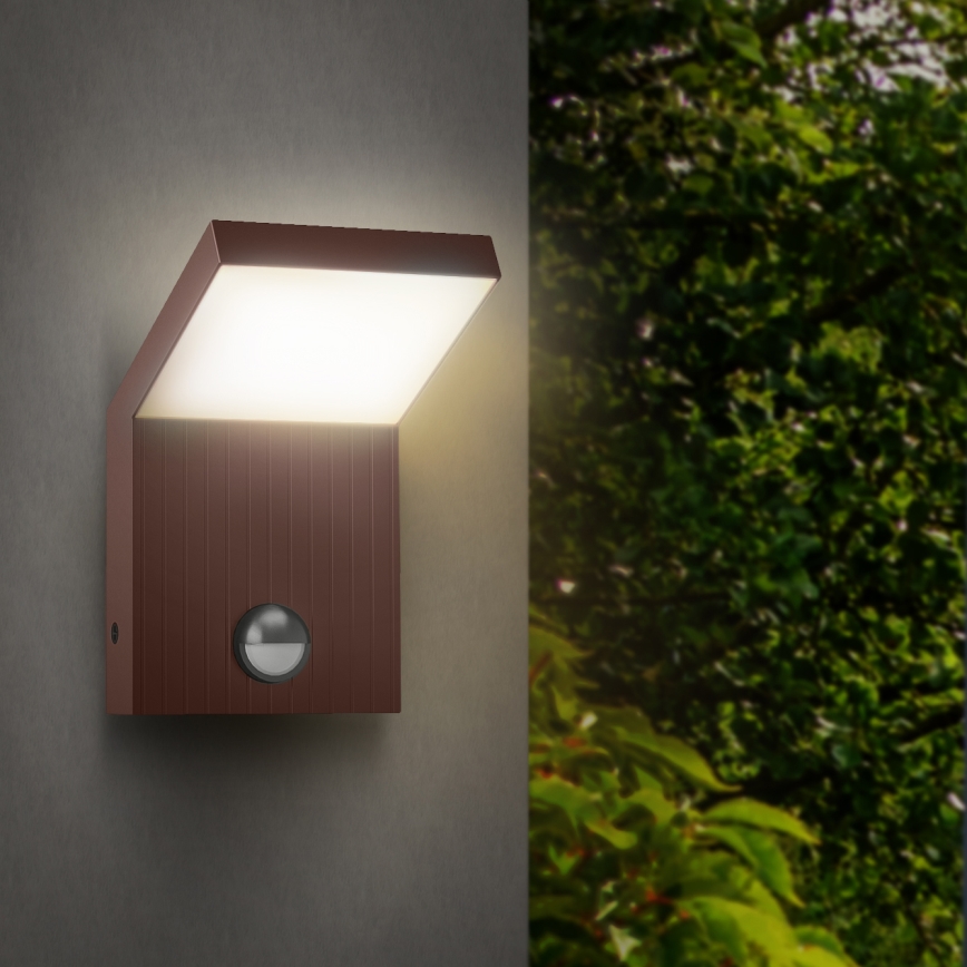 Brilagi - Aplică de perete LED pentru exterior cu senzor RIANO LED/8W/230V maro IP65