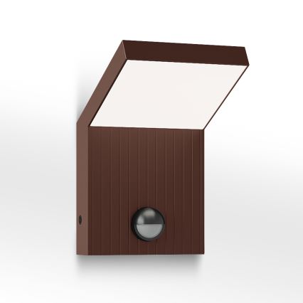 Brilagi - Aplică de perete LED pentru exterior cu senzor RIANO LED/8W/230V maro IP65