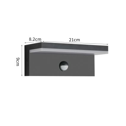 Brilagi - Aplica de exterior LED cu senzor TESSI LED/10W/230V, negru, IP54