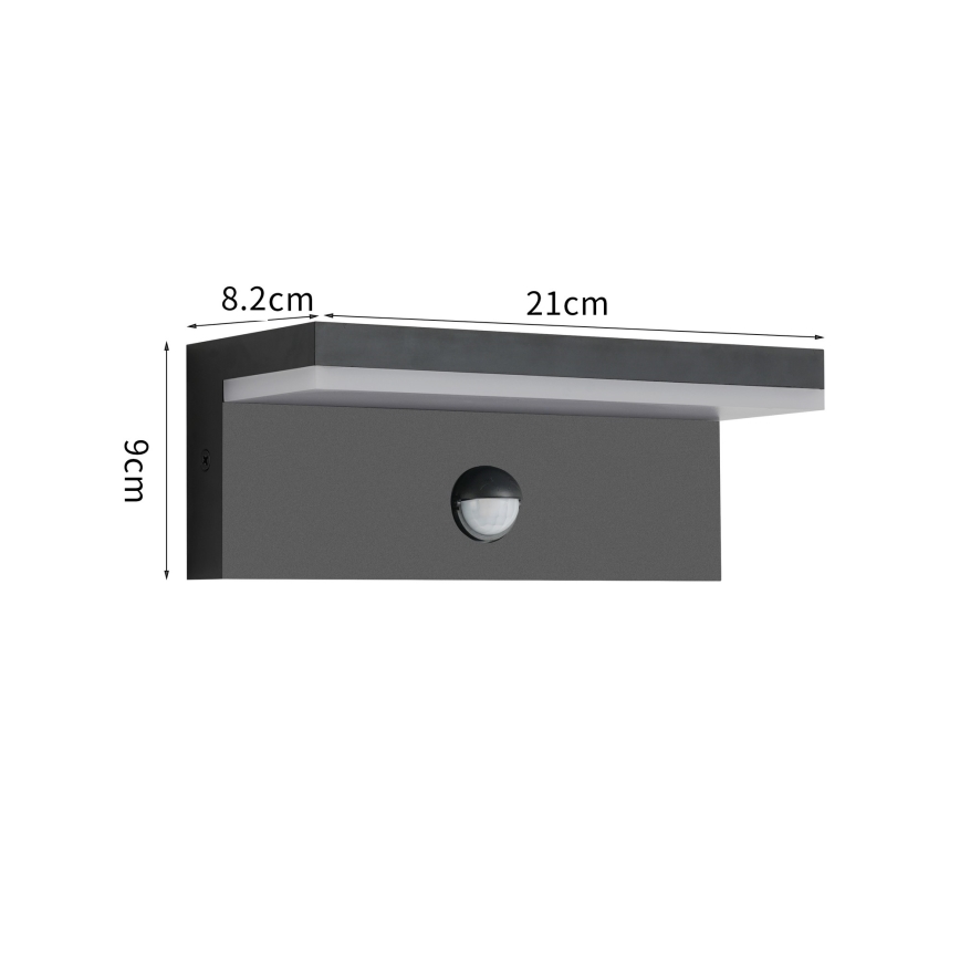 Brilagi - Aplica de exterior LED cu senzor TESSI LED/10W/230V, negru, IP54