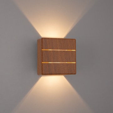 Brilagi -LED Aplica de exterior DOUBLERAY LINE LED/6W/230V finisaj lemn IP54