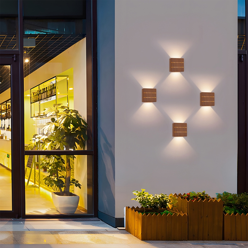 Brilagi -LED Aplica de exterior DOUBLERAY LINE LED/6W/230V finisaj lemn IP54