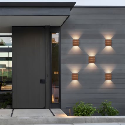 Brilagi -LED Aplica de exterior DOUBLERAY LINE LED/6W/230V finisaj lemn IP54