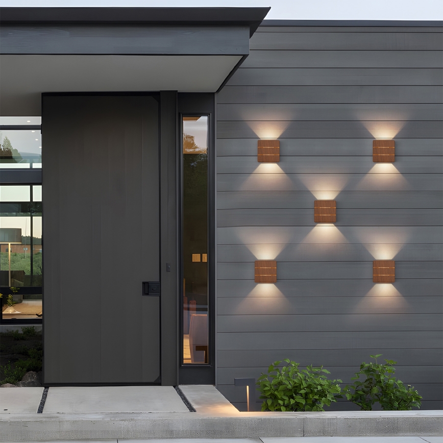 Brilagi -LED Aplica de exterior DOUBLERAY LINE LED/6W/230V finisaj lemn IP54