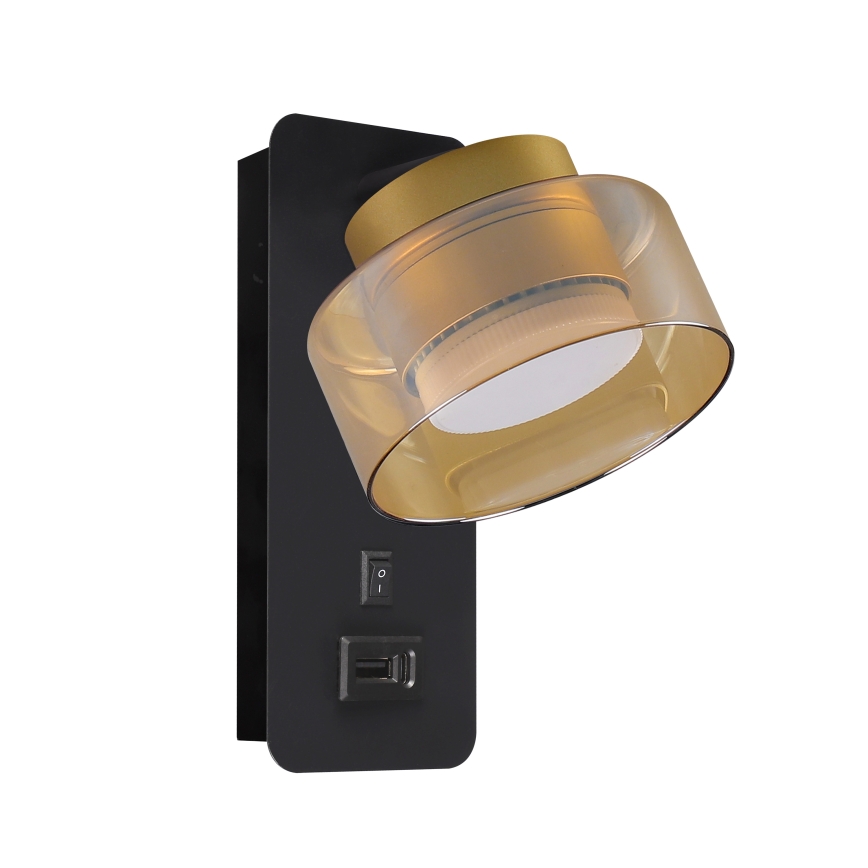 Brilagi - LED Aplica de perete cu port USB AURA LUX, 1xGX53/30W/230V, negru/auriu