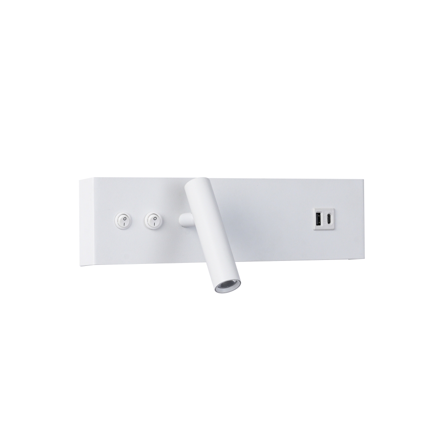 Brilagi - Aplică spot de perete NOCTIS cu port USB, LED/3W/230V + LED/9W, albă
