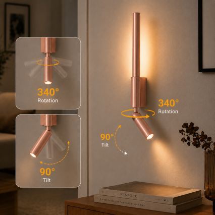 BRILAGI - Aplică spot de perete LED VIXON LED/3W/230V + LED/5W, finisaj bronz, CRI 90