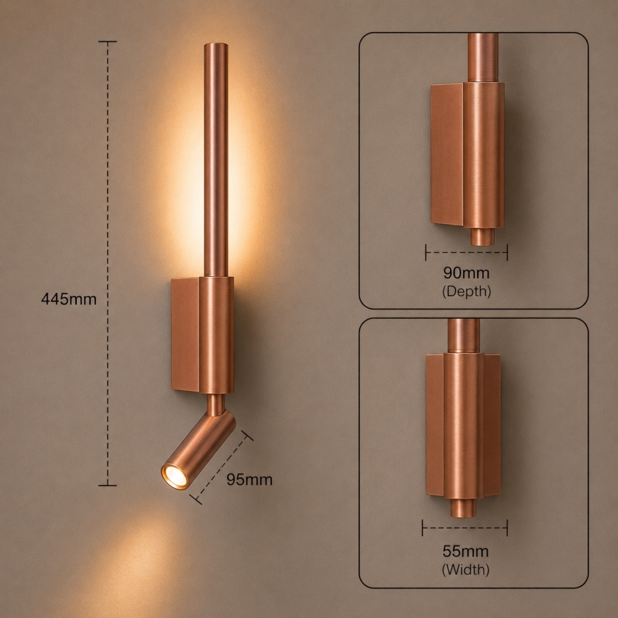 BRILAGI - Aplică spot de perete LED VIXON LED/3W/230V + LED/5W, finisaj bronz, CRI 90