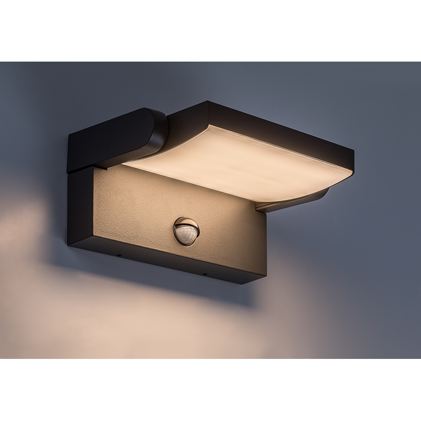BRILAGI - Aplica de perete LED pentru exterior cu senzor de mișcare și senzor de crepuscul ANKLE LED/12W/230V IP65 neagră