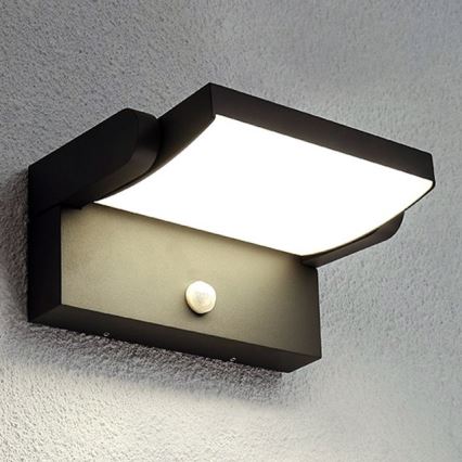BRILAGI - Aplica de perete LED pentru exterior cu senzor de mișcare și senzor de crepuscul ANKLE LED/12W/230V IP65 neagră