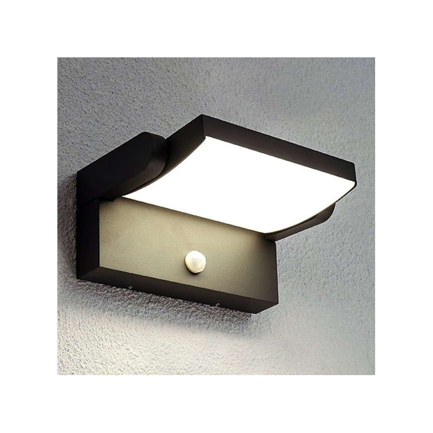 BRILAGI - Aplica de perete LED pentru exterior cu senzor de mișcare și senzor de crepuscul ANKLE LED/12W/230V IP65 neagră
