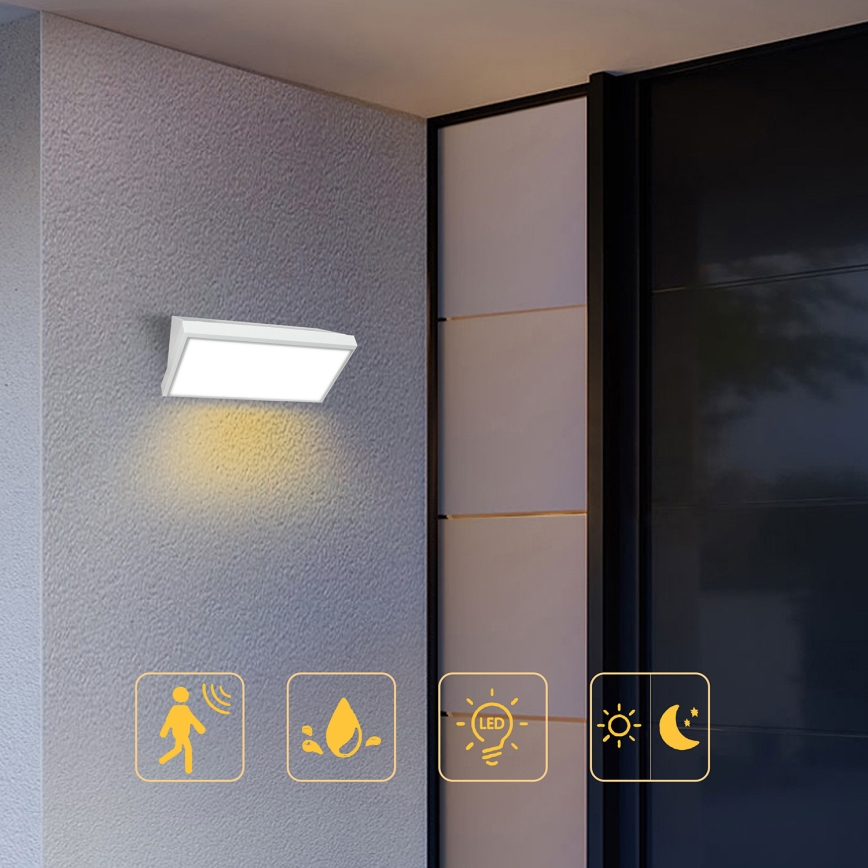 Brilagi - Aplică de perete LED pentru exterior cu senzor TRIANGLE, 20W, 230V, albă, IP65