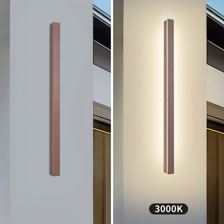 Brilagi - Aplică de perete pentru exterior LINEAR LED/22W/230V 3000K IP65 100 cm maro CRI 90