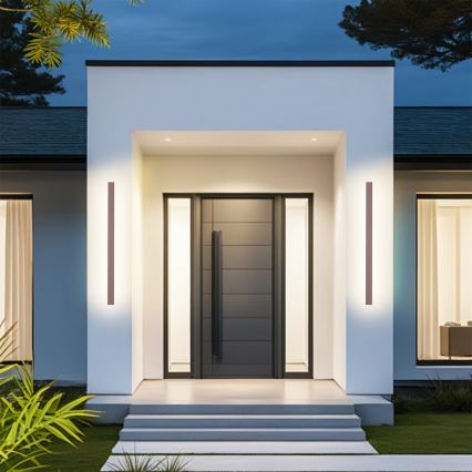 Brilagi - Aplică de perete pentru exterior LINEAR LED/22W/230V 3000K IP65 100 cm maro CRI 90