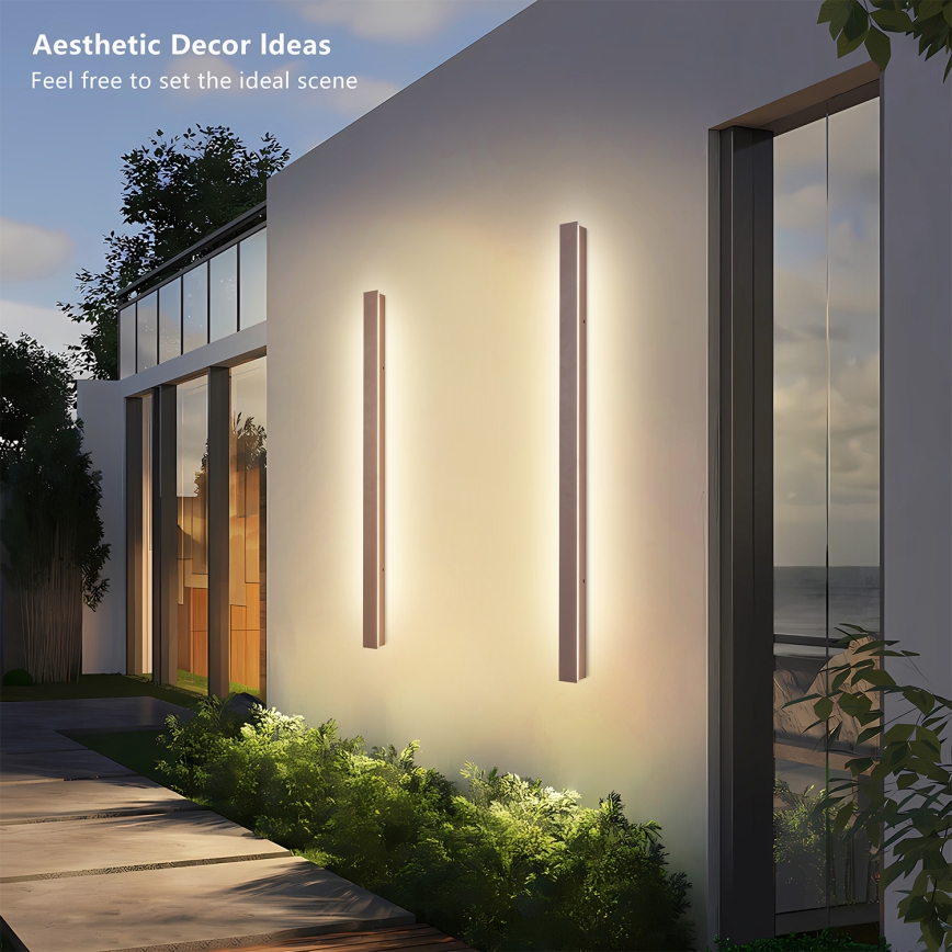 Brilagi - Aplică de perete pentru exterior LINEAR LED/22W/230V 3000K IP65 100 cm maro CRI 90