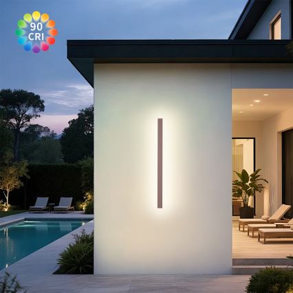 Brilagi - Aplică de perete pentru exterior LINEAR LED/22W/230V 3000K IP65 100 cm maro CRI 90