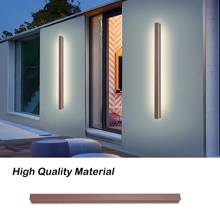 Brilagi - Aplică de perete pentru exterior LINEAR LED/22W/230V 3000K IP65 100 cm maro CRI 90