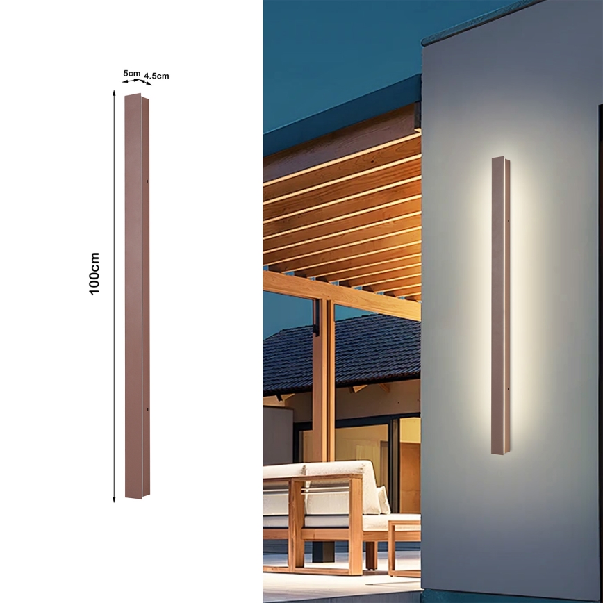 Brilagi - Aplică de perete pentru exterior LINEAR LED/22W/230V 3000K IP65 100 cm maro CRI 90
