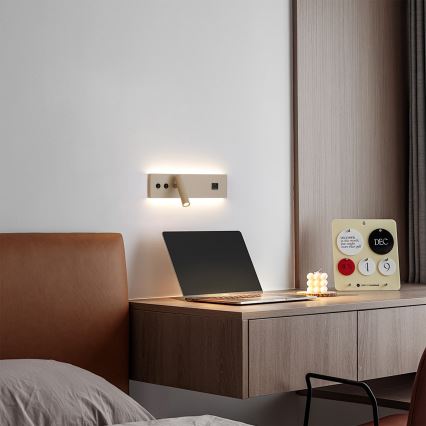 Brilagi - Aplică spot de perete LED cu port USB NOCTIS LED/3W/230V + LED/9W bej