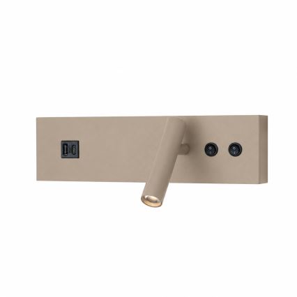 Brilagi - Aplică spot de perete LED cu port USB NOCTIS LED/3W/230V + LED/9W bej