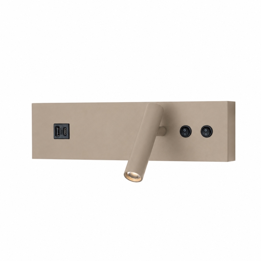 Brilagi - Aplică spot de perete LED cu port USB NOCTIS LED/3W/230V + LED/9W bej