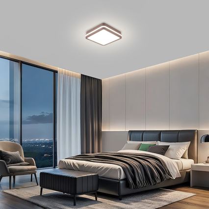 Brilagi - Plafonieră LED pentru exterior cu senzor BENE LED/18W/230V 21,5x21,5 cm maro IP54