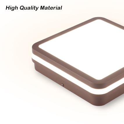 Brilagi - Plafonieră LED pentru exterior cu senzor BENE LED/18W/230V 21,5x21,5 cm maro IP54