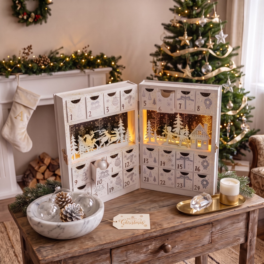 BRILAGI - LED Calendar de Advent LED/2xAA