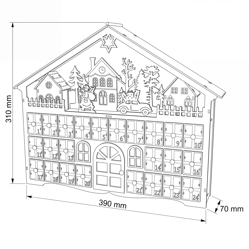 BRILAGI - LED calendar de Advent LED/2xAA